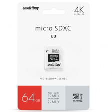 Карта памяти microSDHC 64Gb SmartBuy,Class10 с адаптером